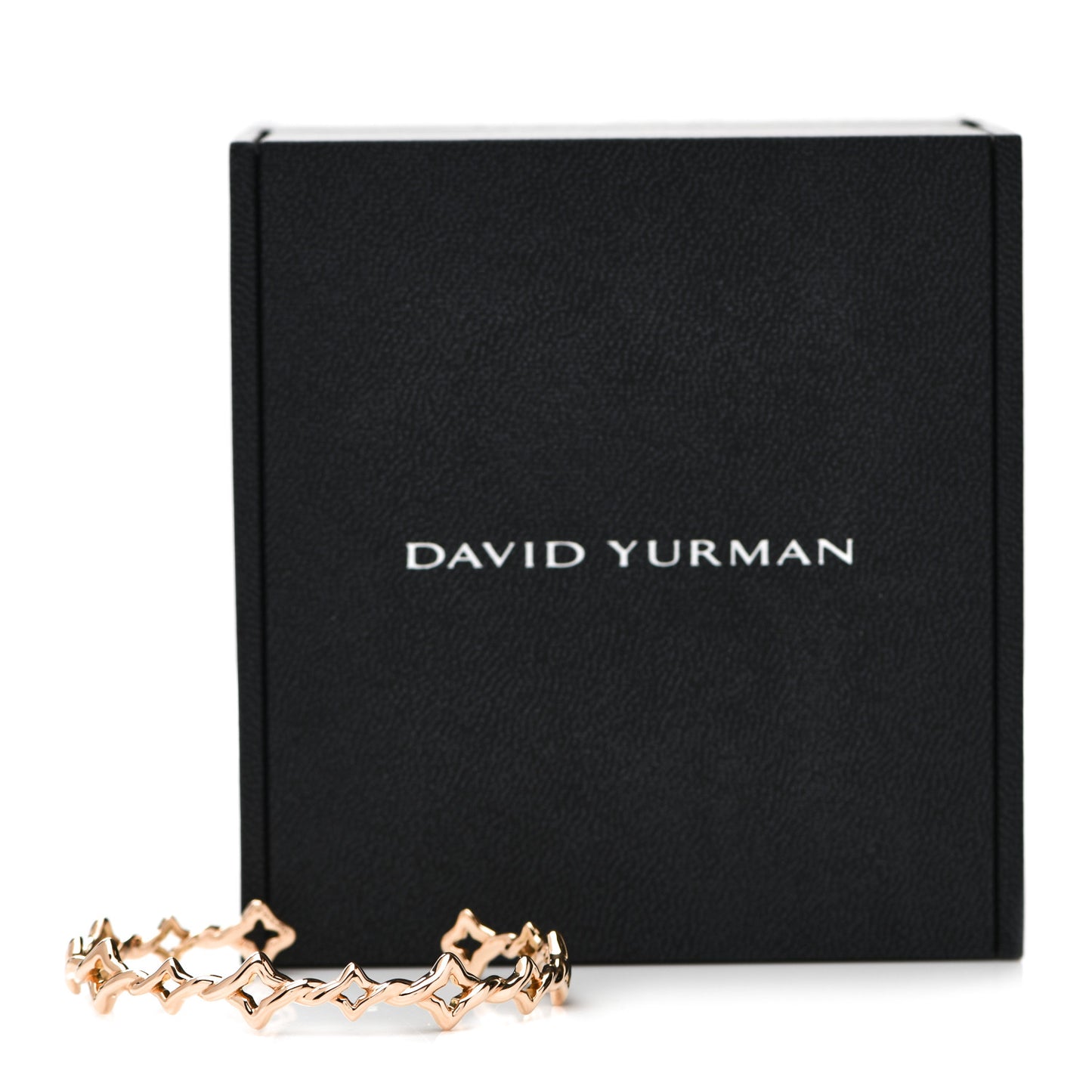 18K Rose Gold Venetian Quatrefoil Single Row Cuff Bracelet