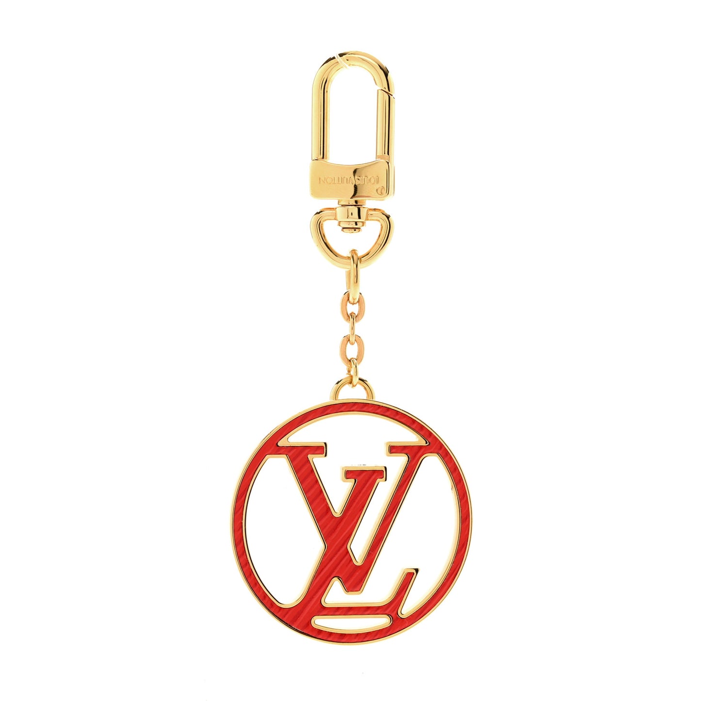 Epi LV Circle Bag Charm Key Holder Red Pink