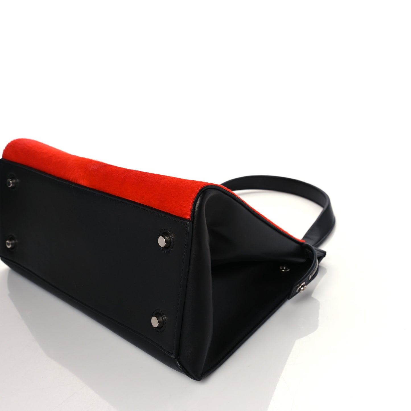 Pony Hair Medium Edge Shoulder Bag Vermillion