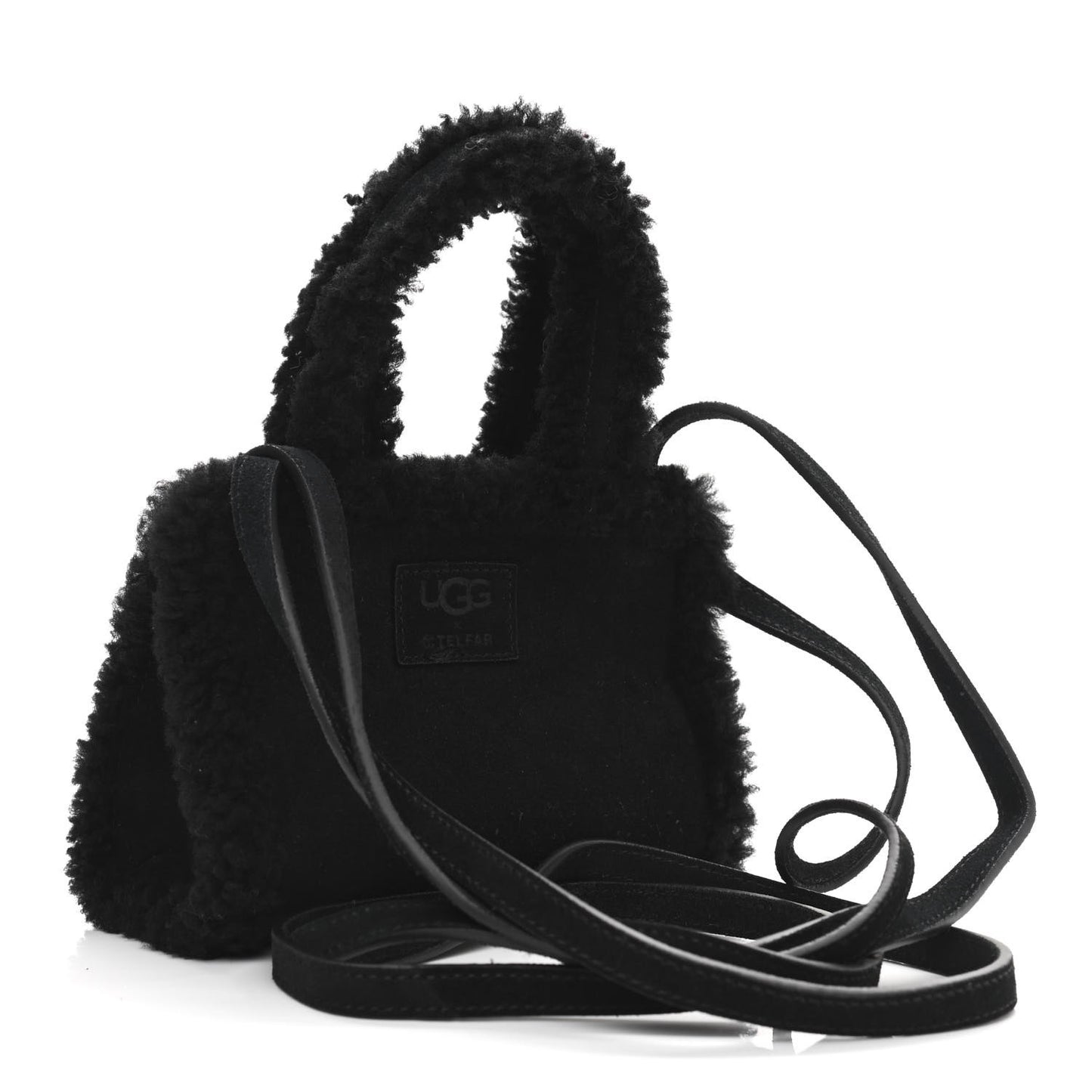 X UGG Suede Shearling Small Shopping Bag Black