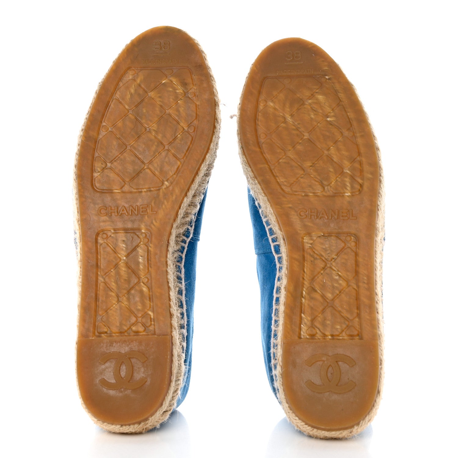 Chanel Kid Suede CC Espadrilles 38 Blue 5 of 9