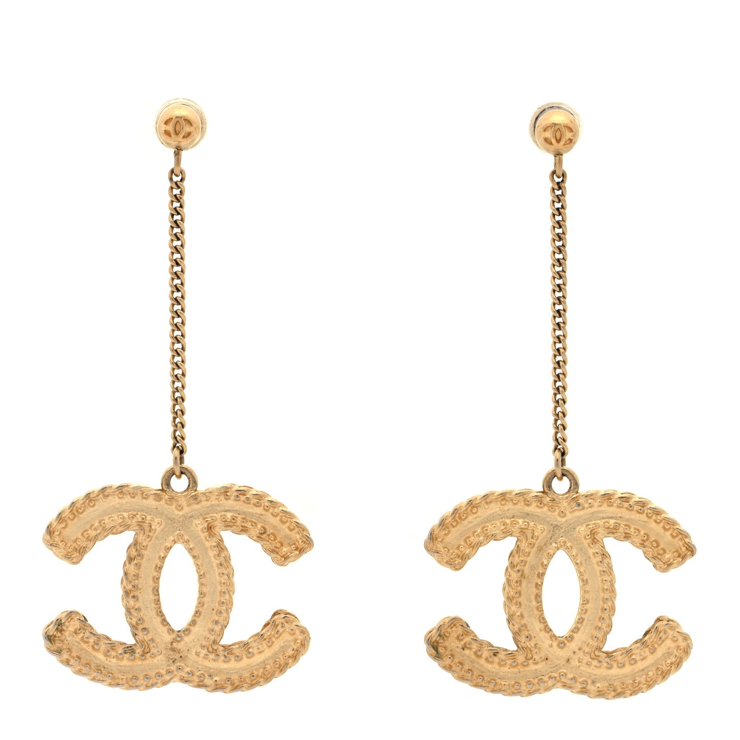 CC Drop Earrings Matte Gold