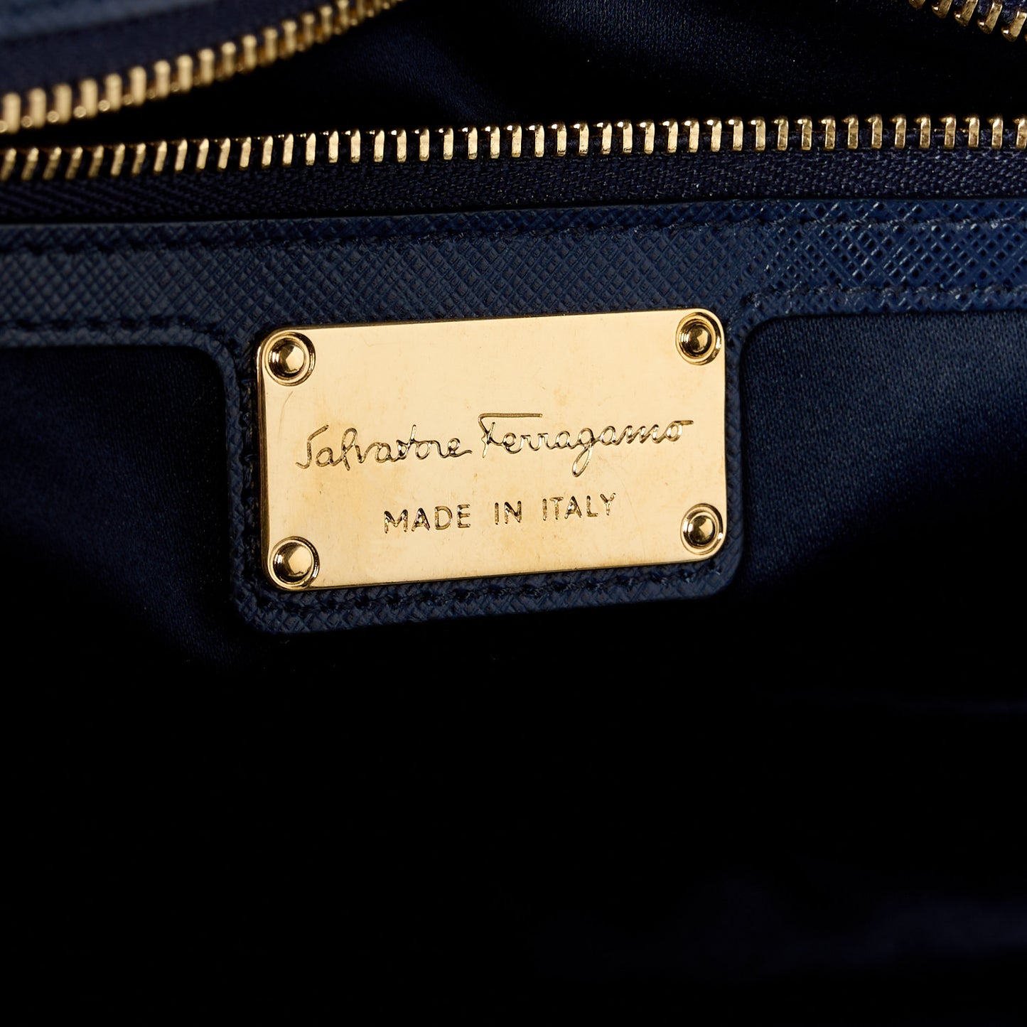Printed Calfskin Vara Bow Chain Flap Crossbody Navy