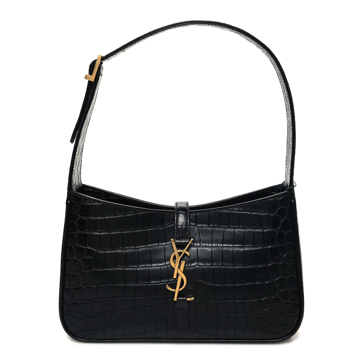 Calfskin Crocodile Embossed LE 5 A 7 Hobo Black