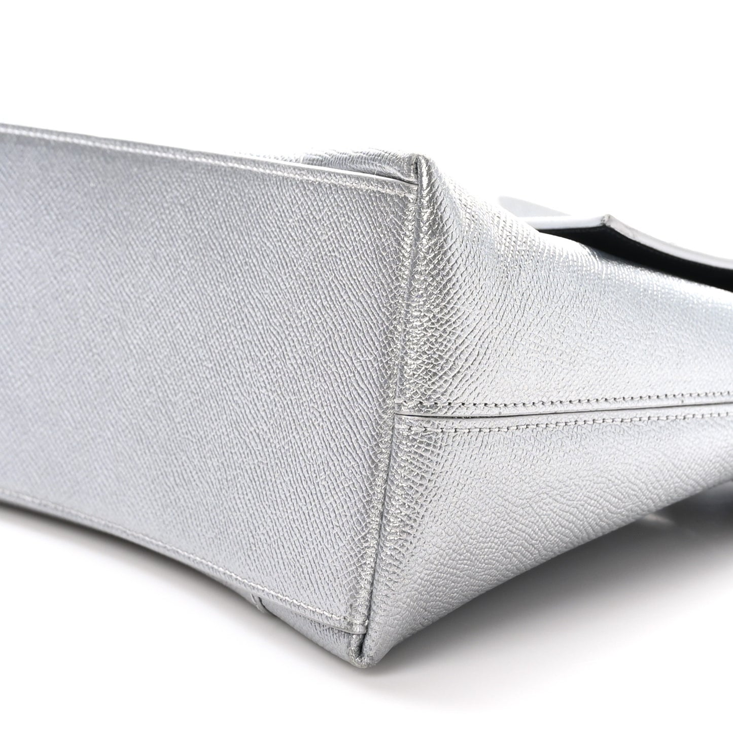 Metallic Soft Textured Calfskin Small Downtown Shoulder Bag Silver