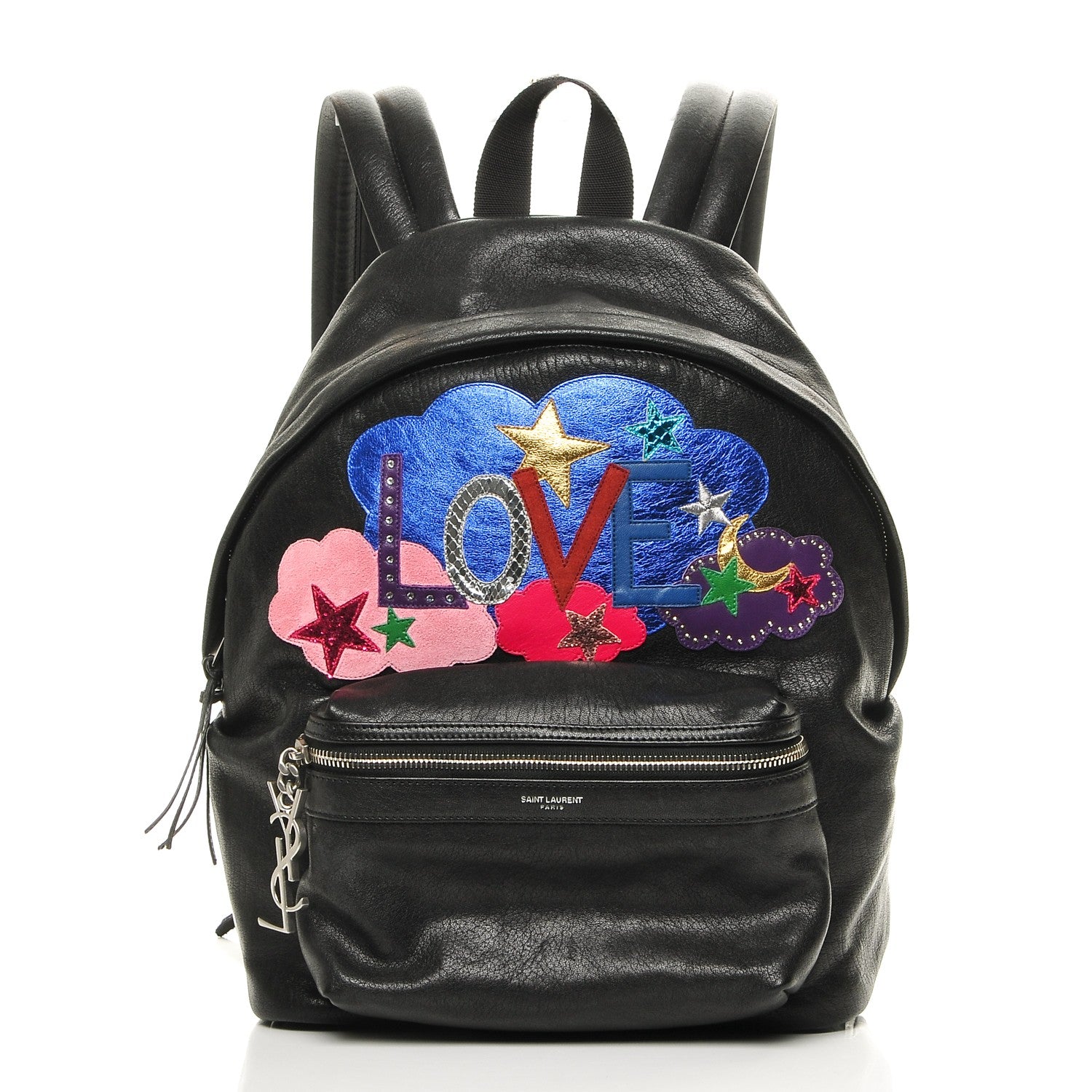 Saint Laurent Sheepskin Love Appliqué Mini City Backpack Black 216191 – FASHIONPHILE