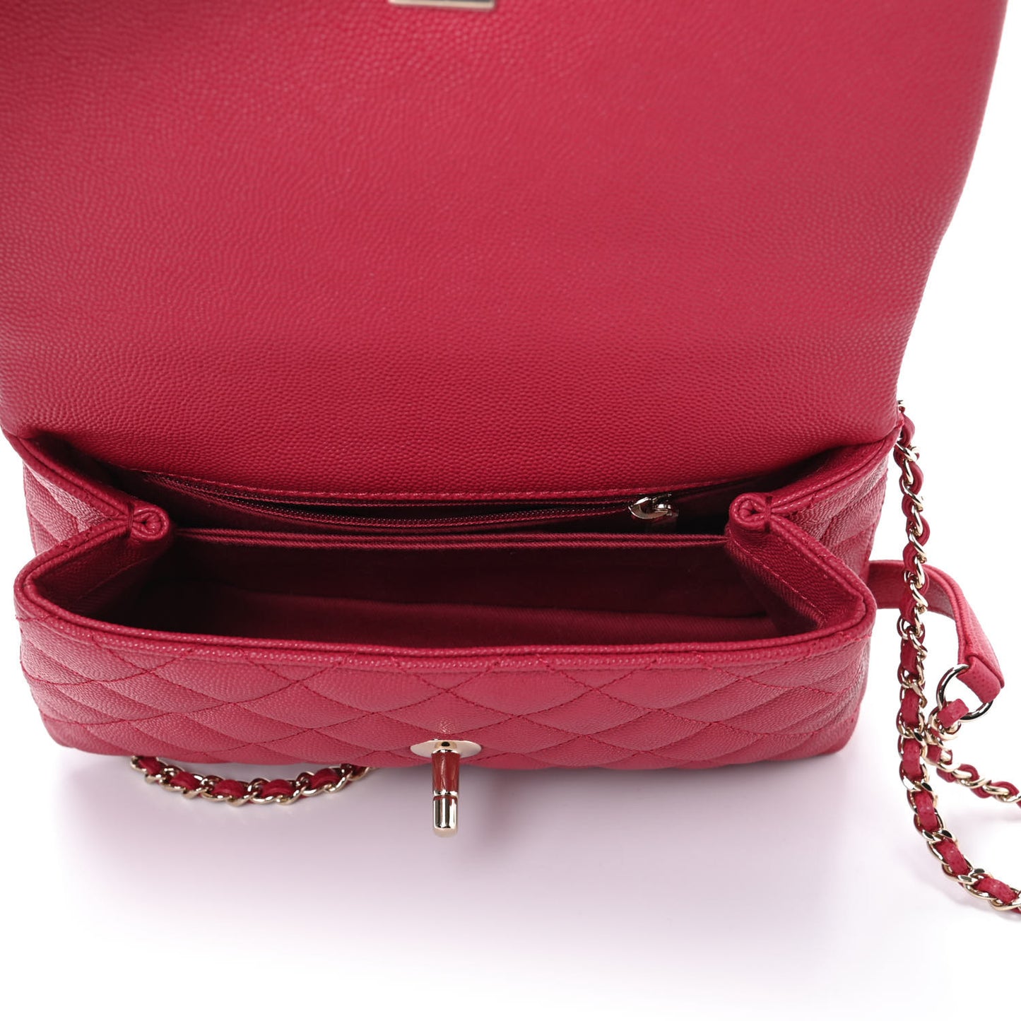 Caviar Quilted Mini Coco Handle Flap Fuchsia