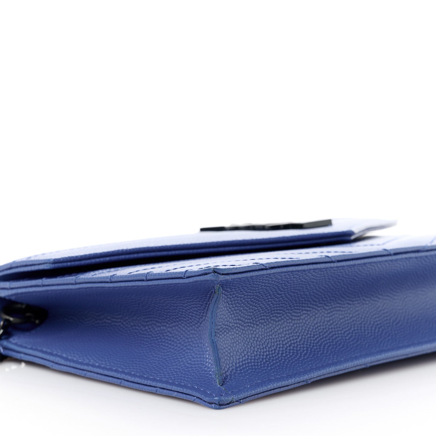 Grain De Poudre Matelasse Chevron Monogram Envelope Chain Wallet Blue Majorelle