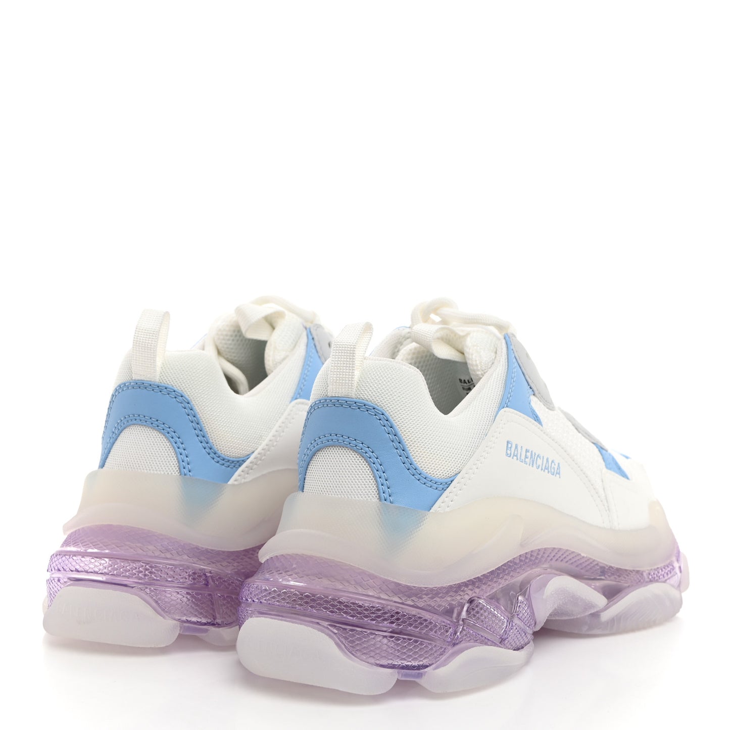 Fabric Mesh Clear Sole Womens Triple S Sneakers 40 Light Blue Grey Lilac White