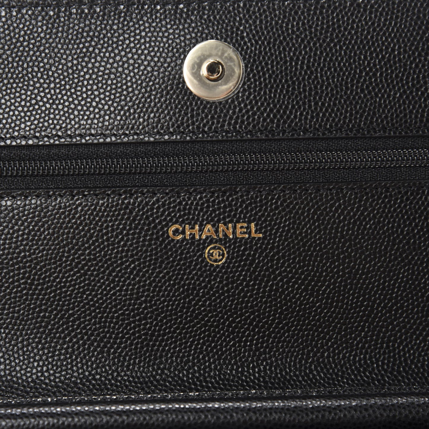 Caviar Quilted French New Wave Chain CC Wallet On Chain WOC Black