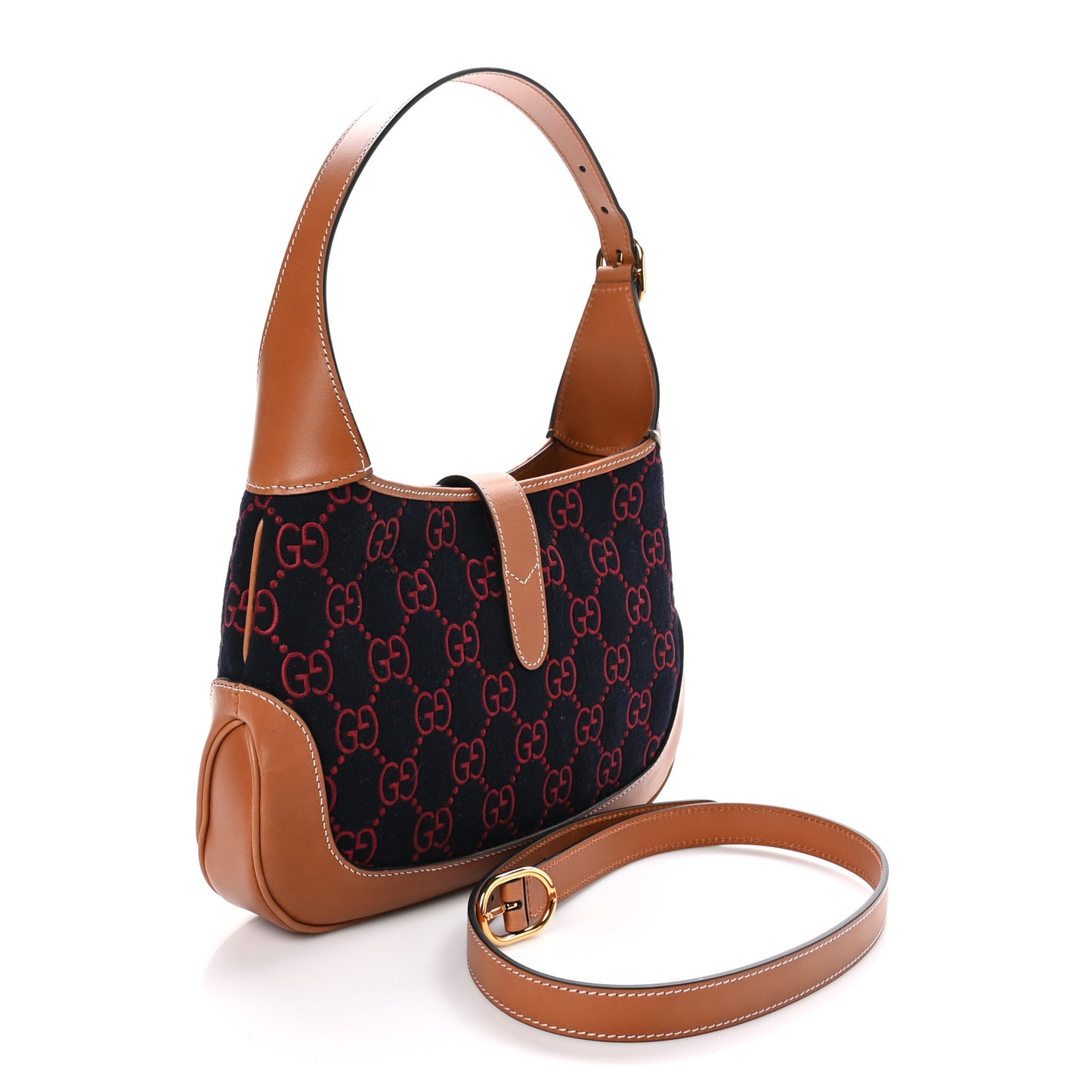 Monogram Felt Azalea Calfskin Web Small Jackie 1961 Hobo Navy Burgundy