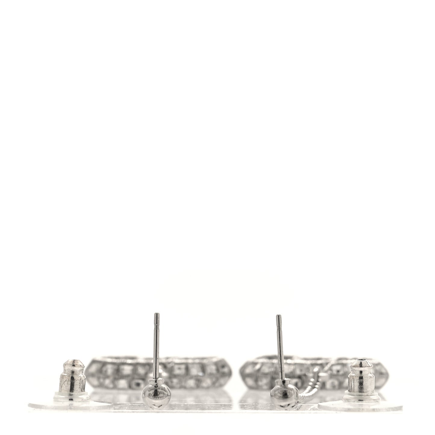 Baguette Crystal CC Drop Earrings Silver