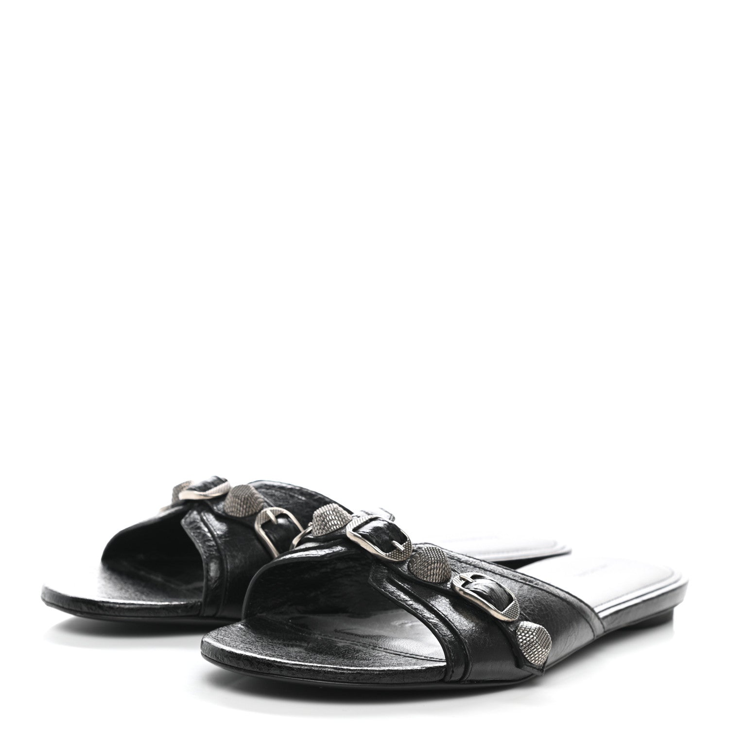 Balenciaga Agneau Arena Cagole Flat Slide Sandals 39 Black 3 of 8