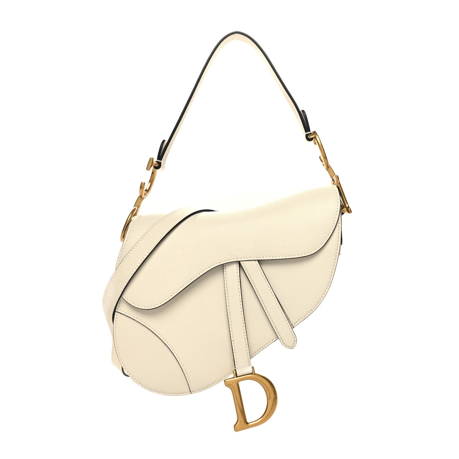 Christian Dior Grained Calfskin Saddle Bag With Strap Latte 1 of 9