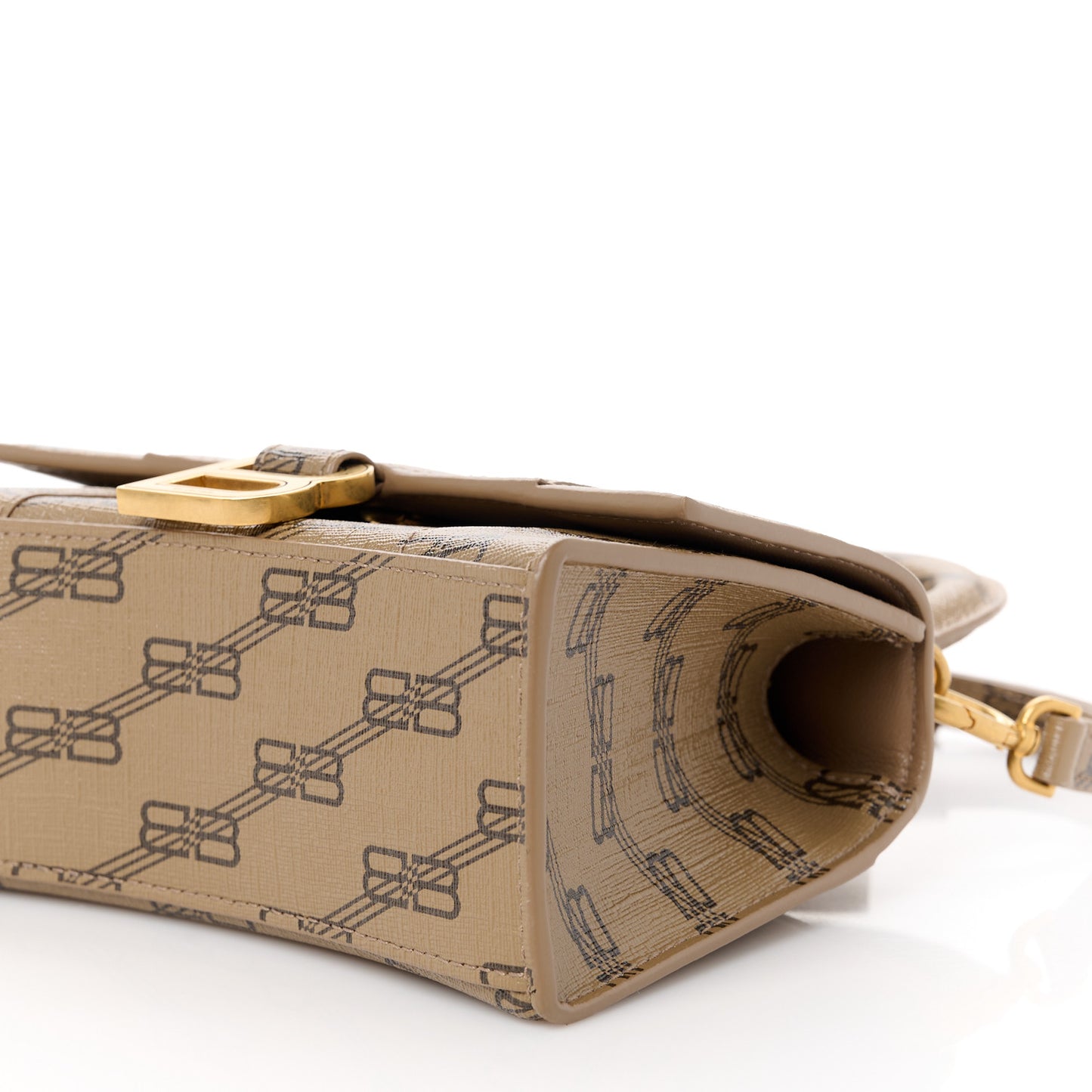 Coated Canvas BB Monogram Hourglass Top Handle Bag XS Beige Brown