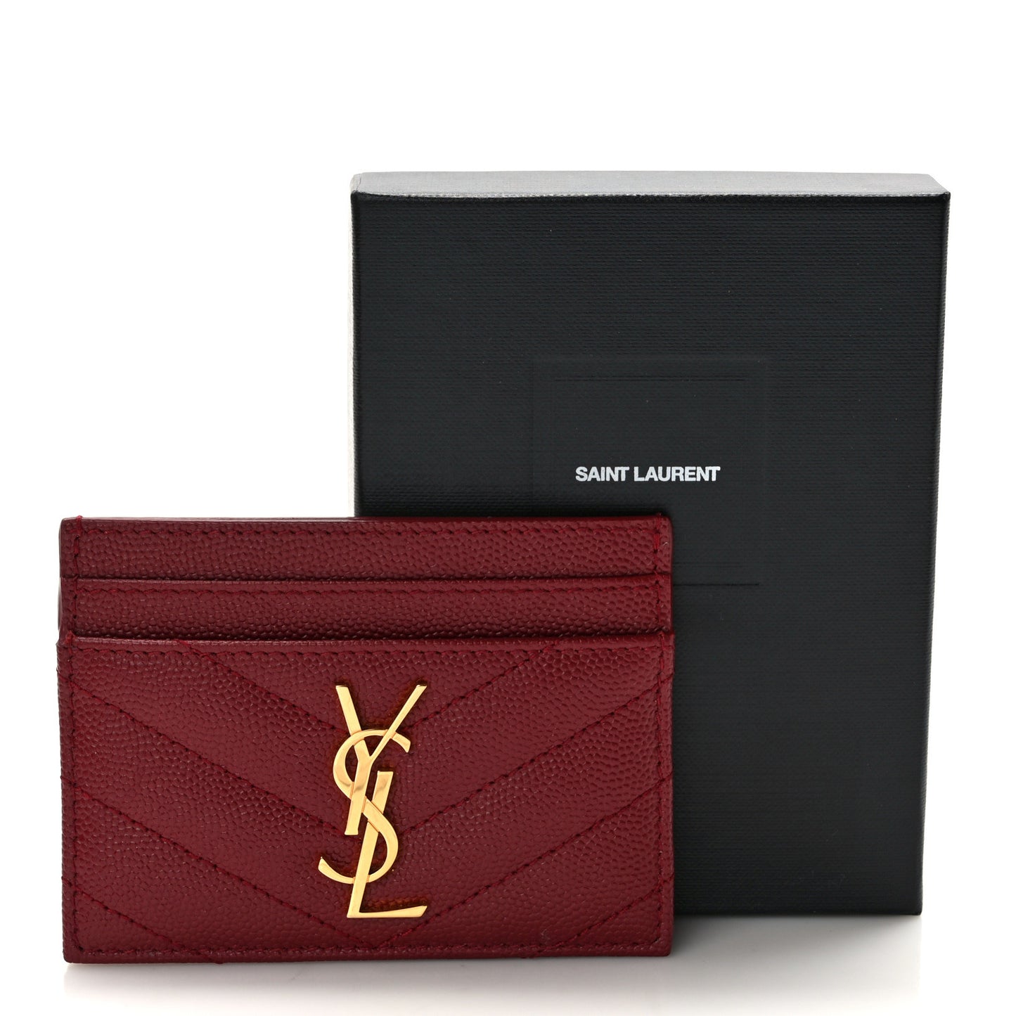 Grain De Poudre Matelasse Chevron Monogram Credit Card Case Opyum Red