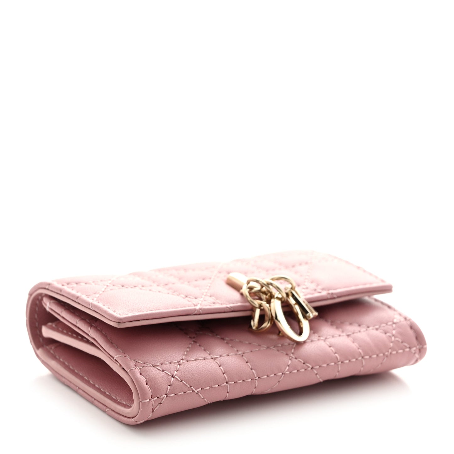 Lambskin Cannage Miss Dior Glycine Wallet Pink
