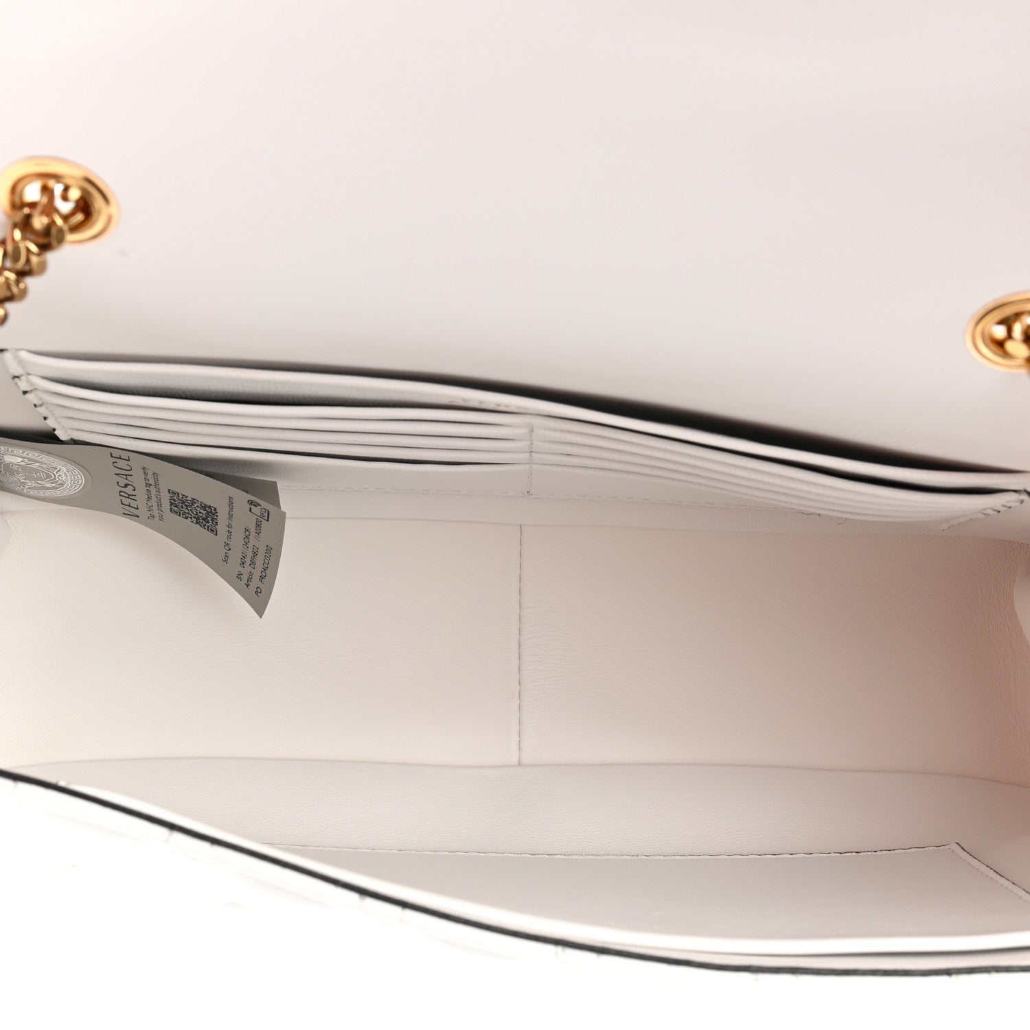 Versace Nappa Quilted Studded Virtus Shoulder Bag White 5 of 12