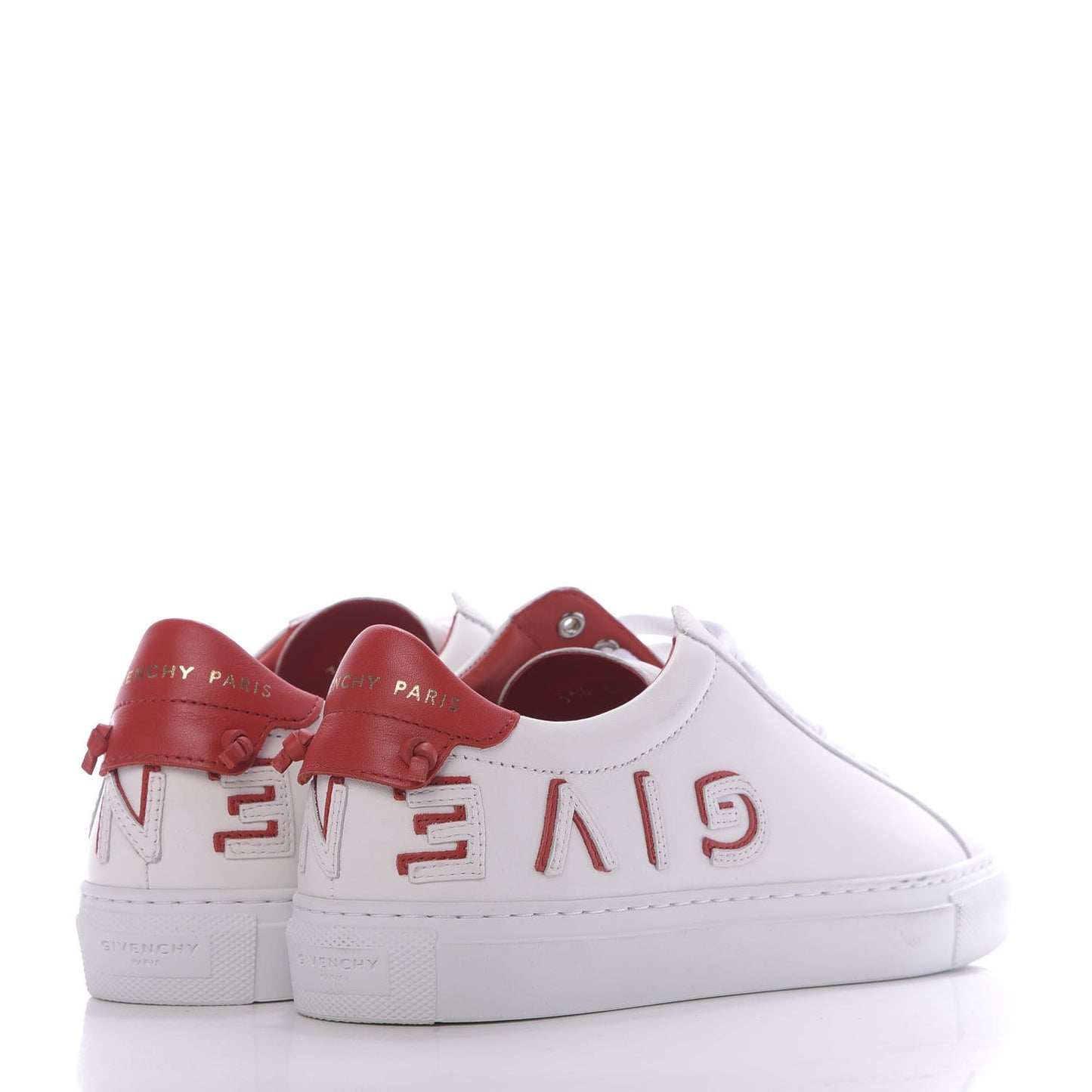 Calfskin Reverse Logo Womens Urban Street Sneakers 36.5 White Red