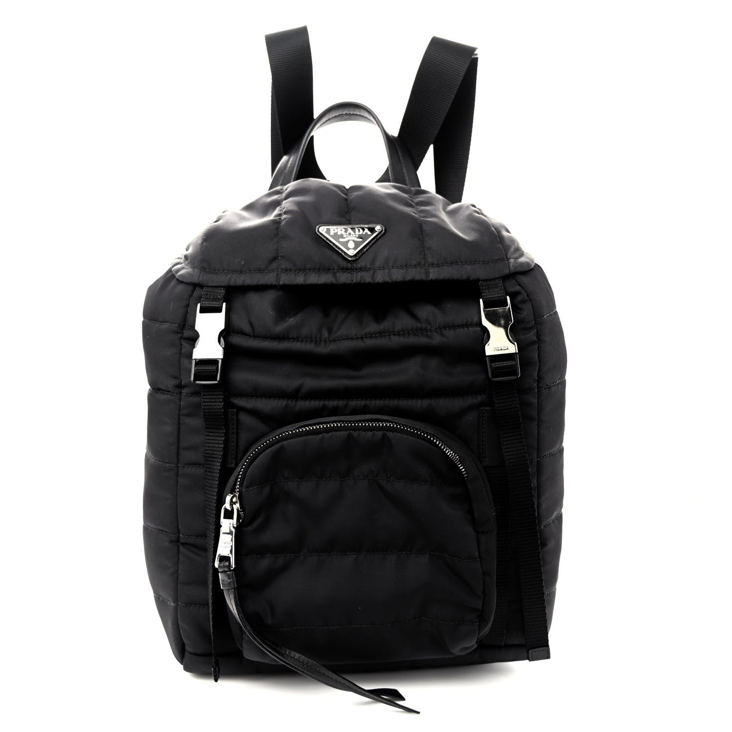 Prada Tessuto Nylon Quilted Double Buckle Backpack Black 1 of 11