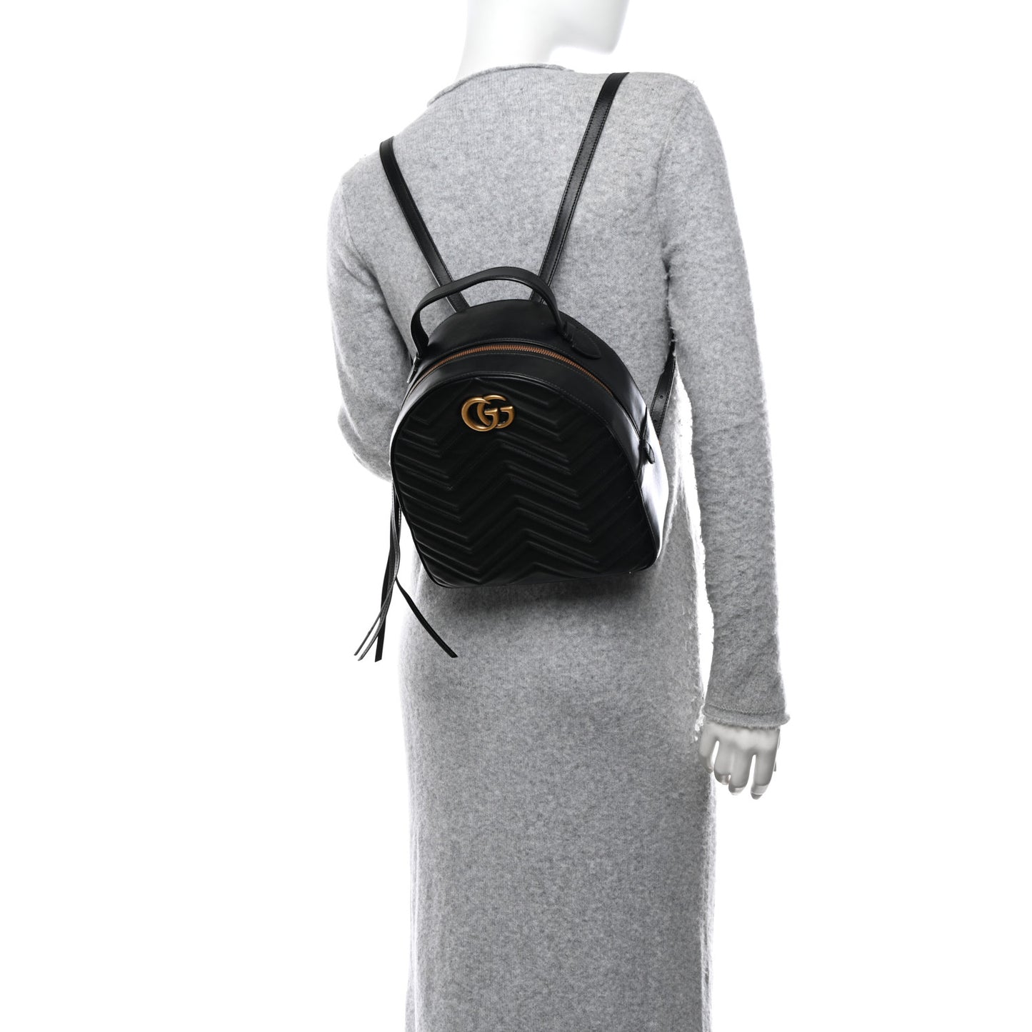 Calfskin Matelasse GG Marmont Dome Backpack Black