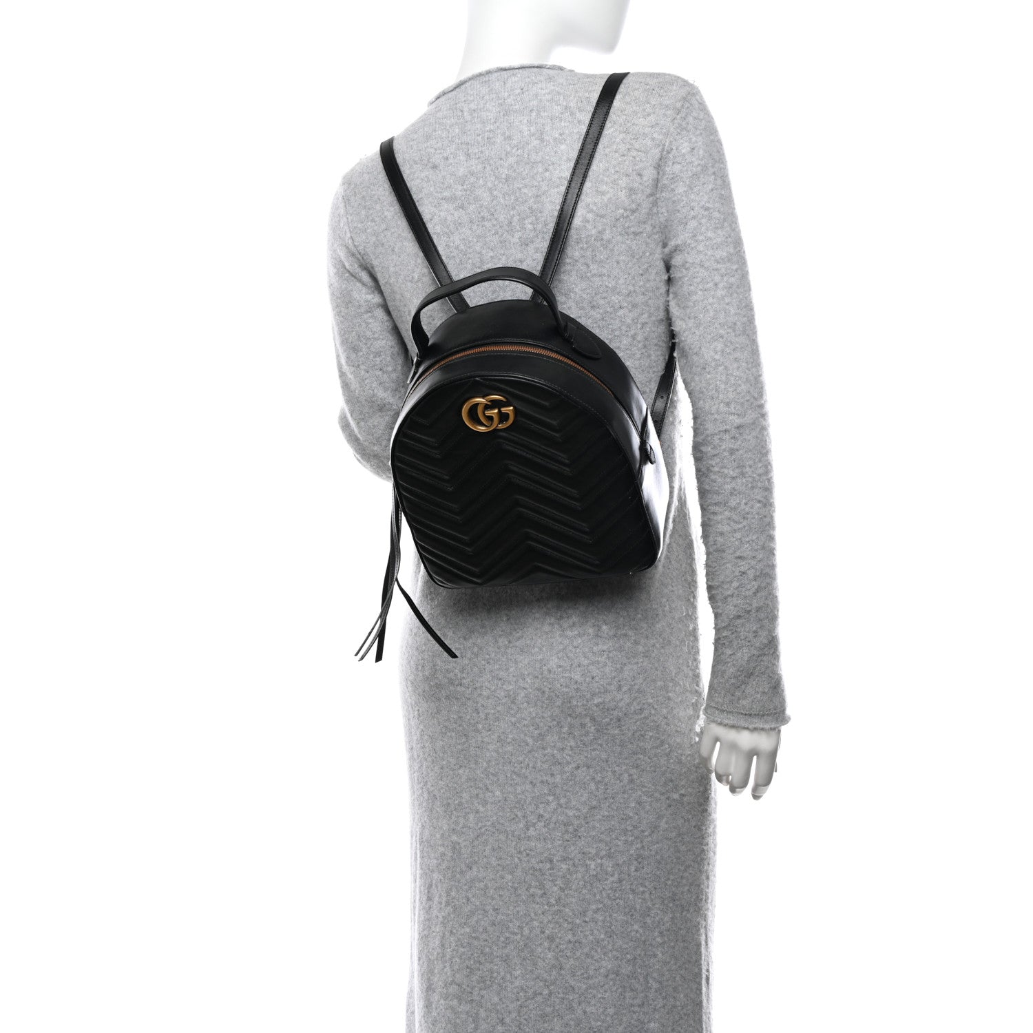 Gucci Calfskin Matelasse GG Marmont Dome Backpack Black 2 of 19