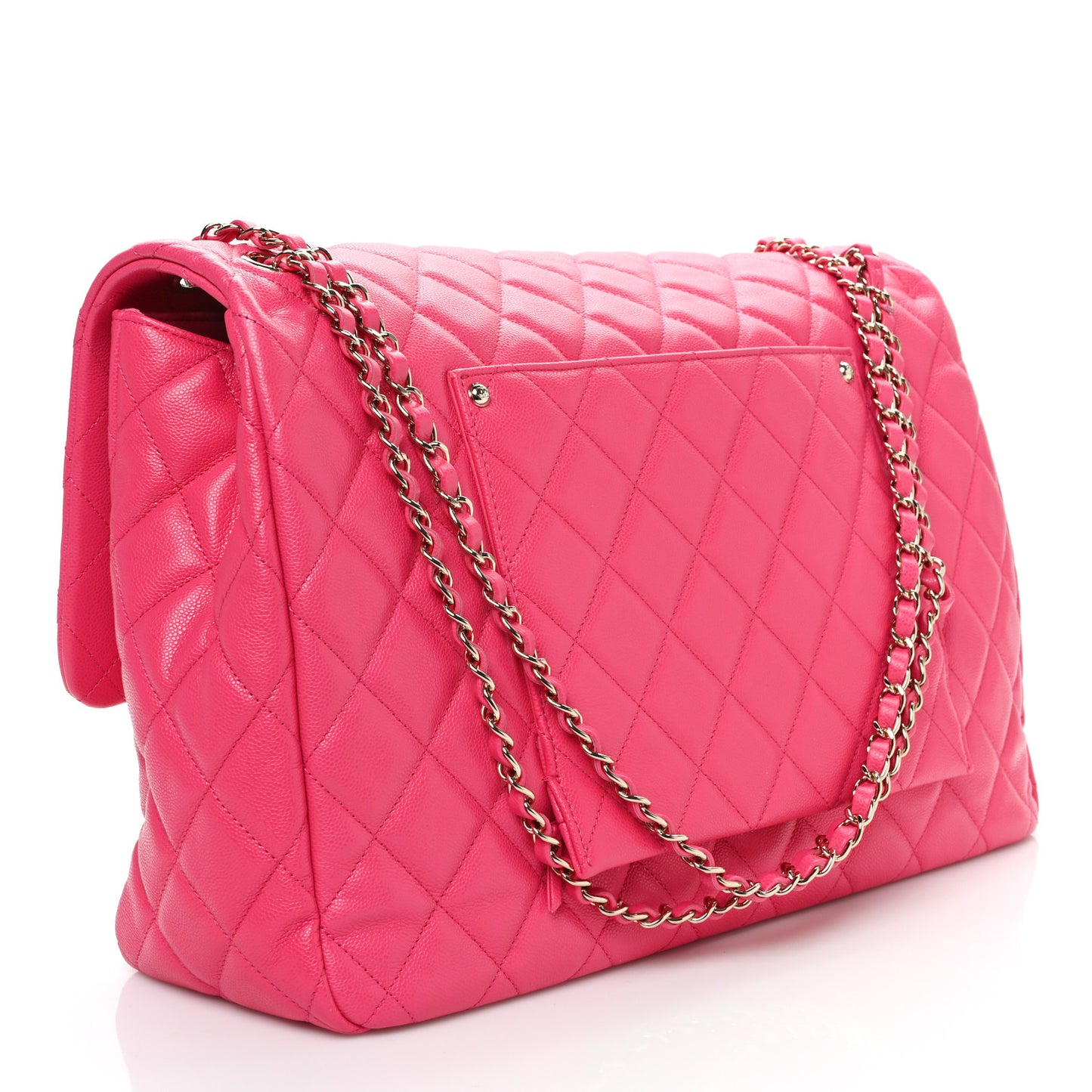 Caviar Quilted XXL Travel Flap Bag Dark Pink