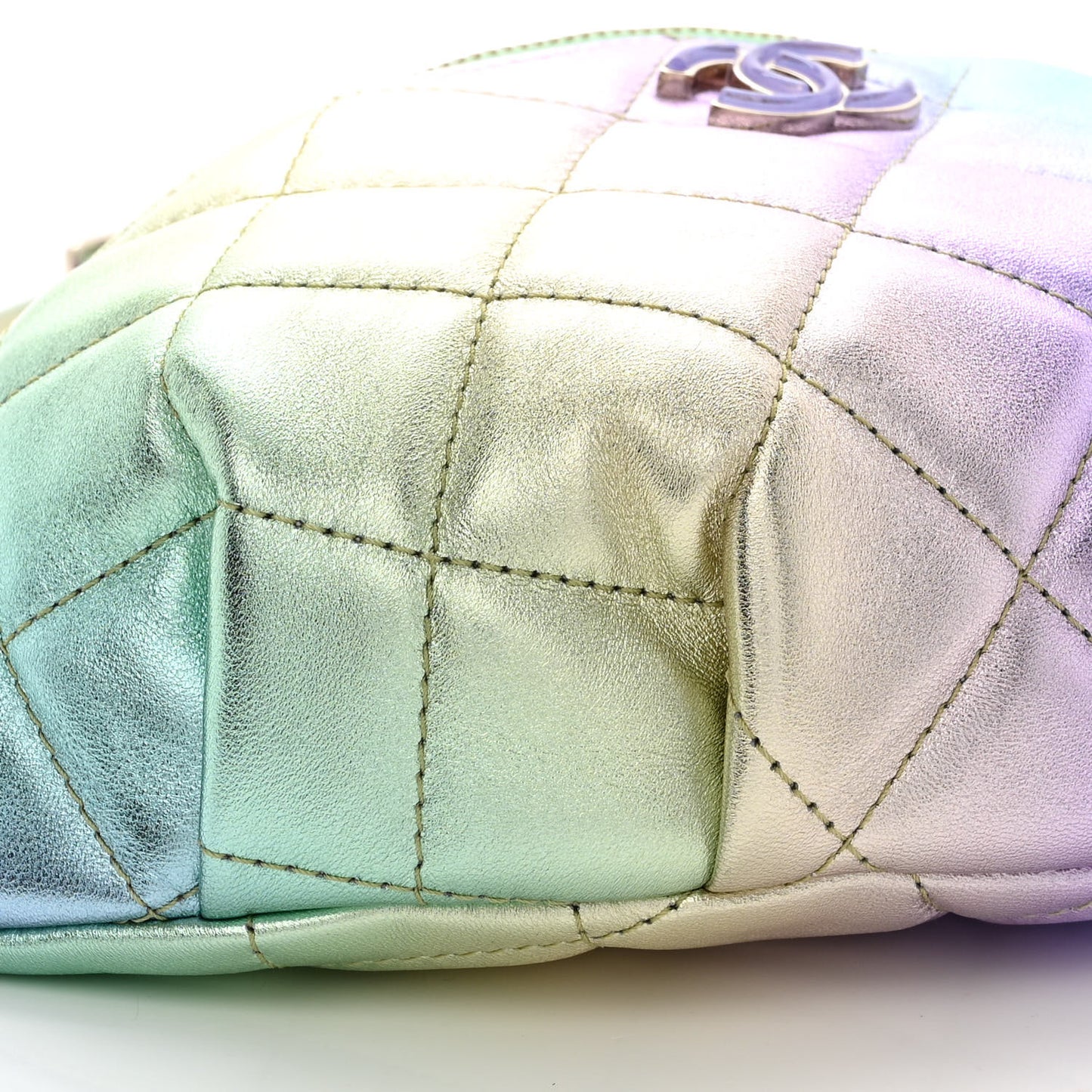 Gradient Metallic Lambskin Quilted Walking Mood Waist Bag Fanny Pack Pink Purple Green