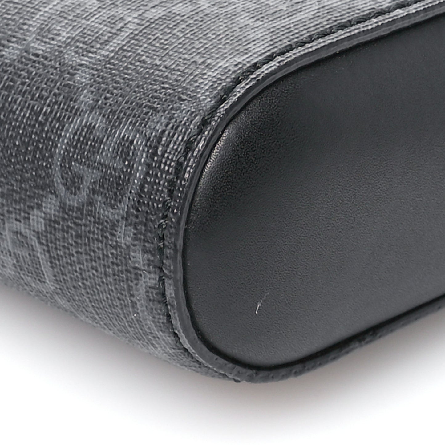 GG Supreme Monogram Appia Calfskin Web Flat Messenger Bag Black Grey