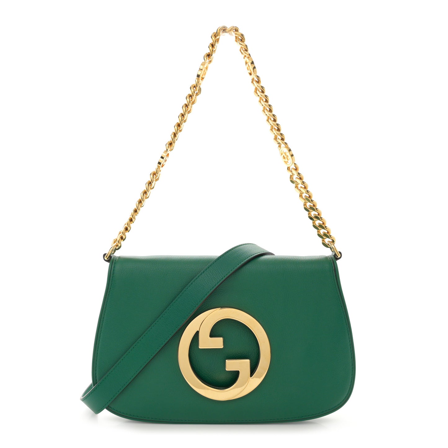 Roxy Calfskin Blondie Chain Shoulder Flap Bag Emerald