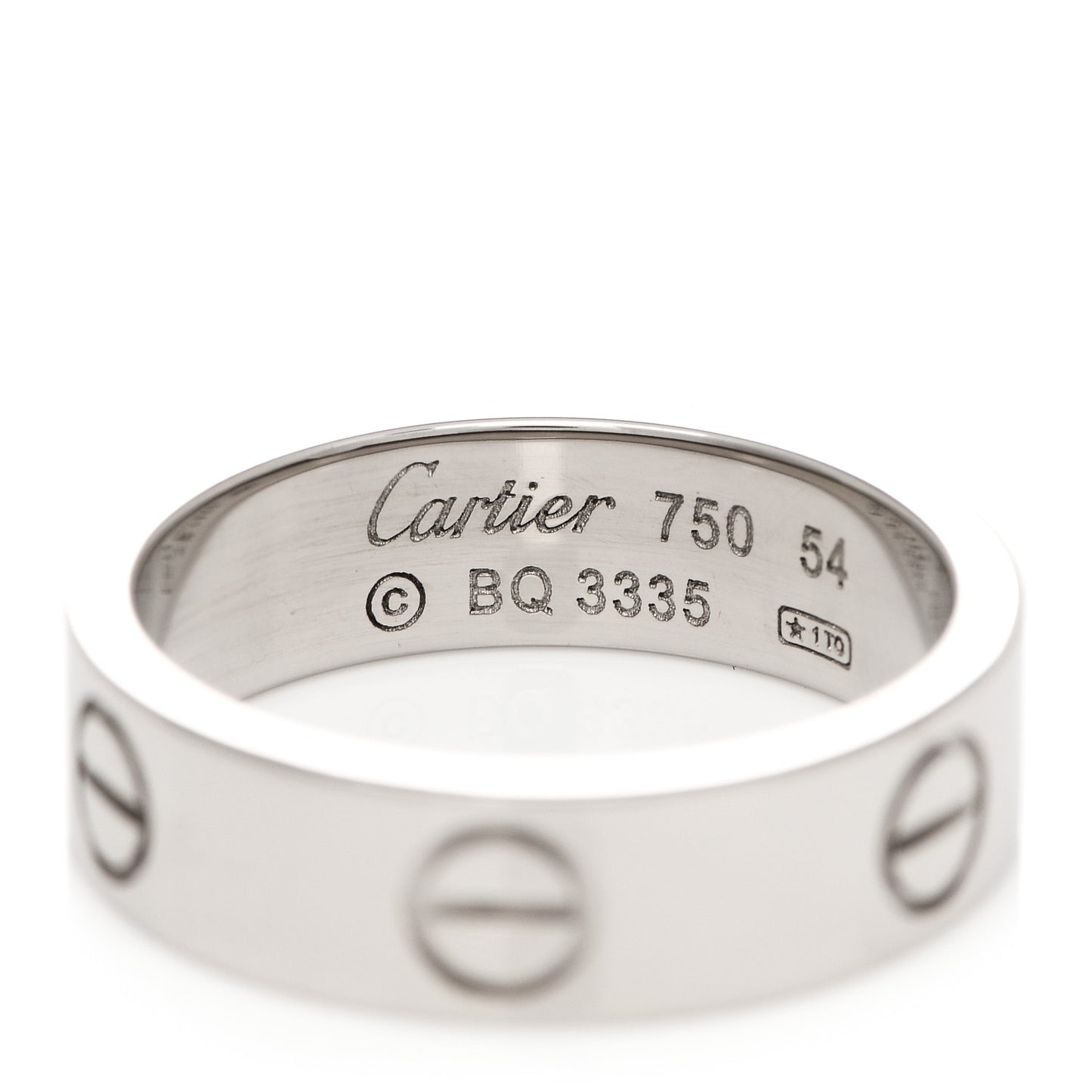 18K White Gold 5.5mm LOVE Ring 54 6.75