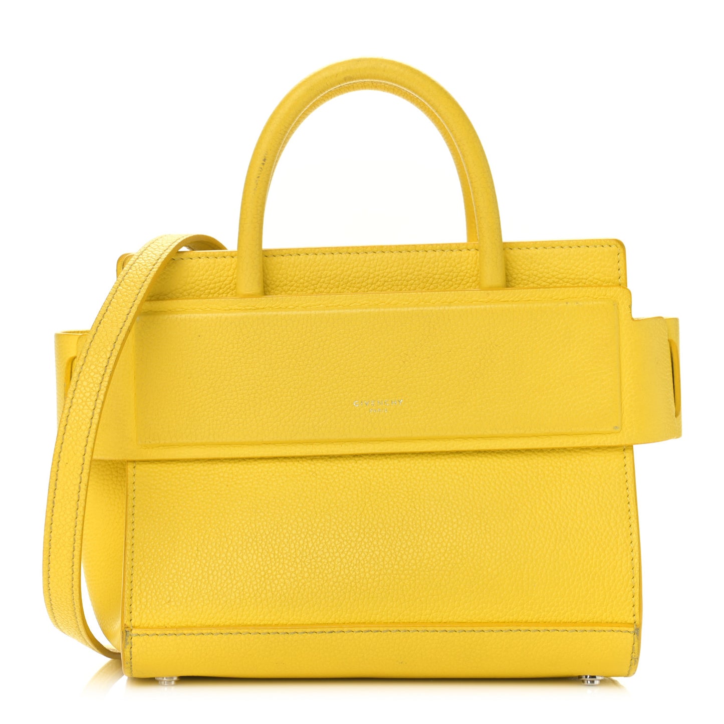 Grained Calfskin Mini Horizon Satchel Yellow