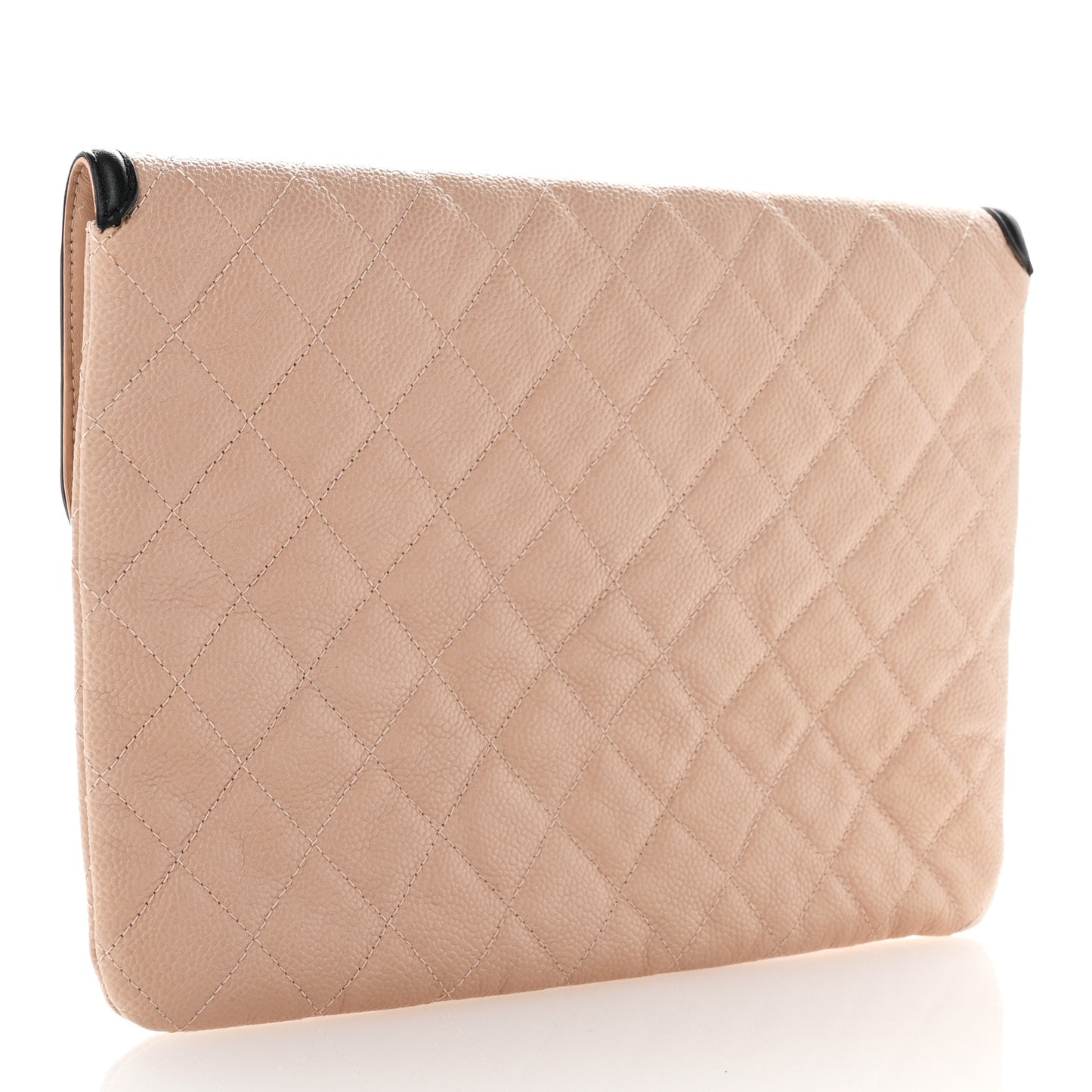 Caviar Quilted Filigree Flap Pouch Beige Black