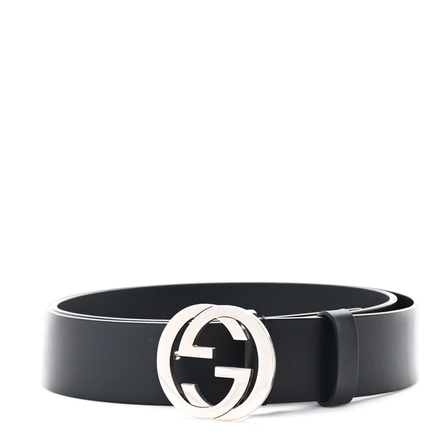 Gucci Selleria Calfskin Nickel Interlocking G 37mm Belt 100 40 Black 1 of 7