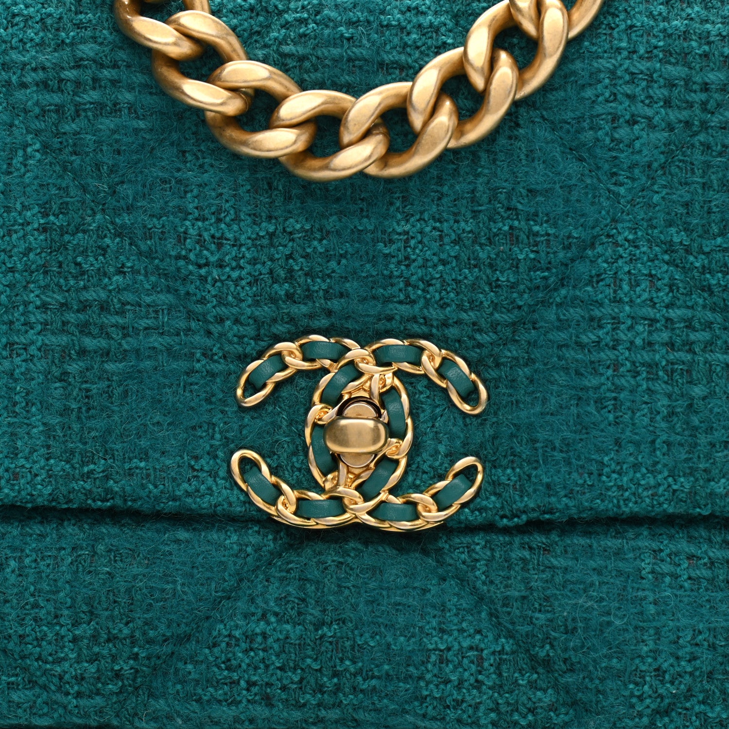 Chanel Tweed Quilted Medium Chanel 19 Flap Green 8 of 9