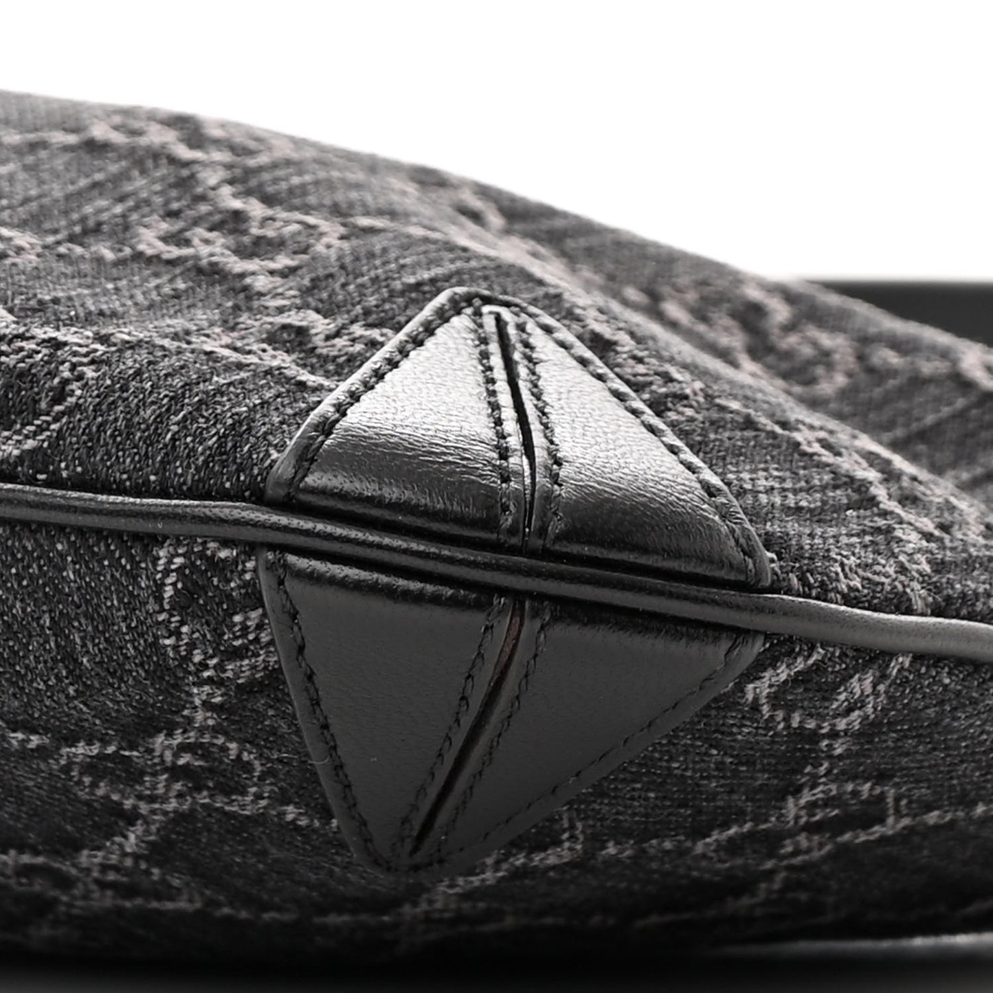 Jacquard Black Denim GG Monogram Horsebit Slim Small Shoulder Bag Black Grey