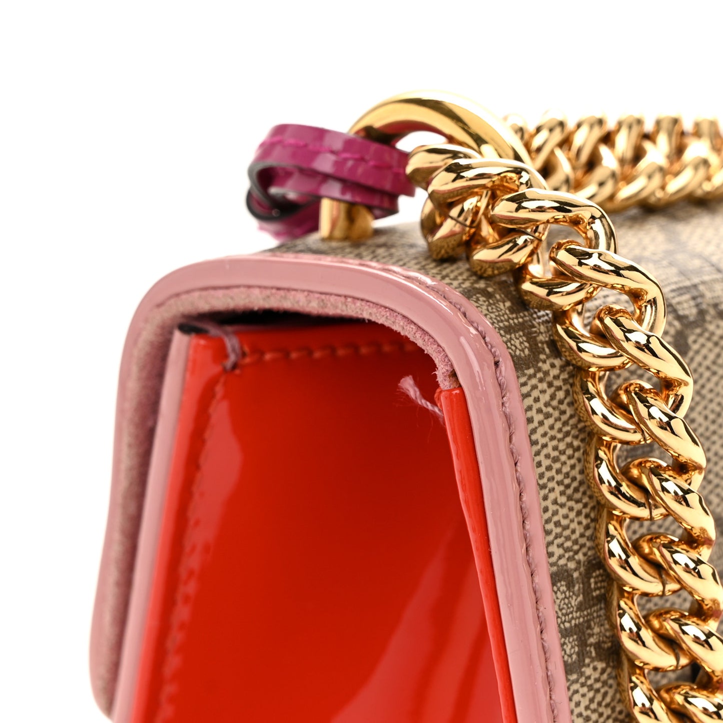 GG Supreme Monogram Patent Small Padlock Shoulder Bag Multicolor