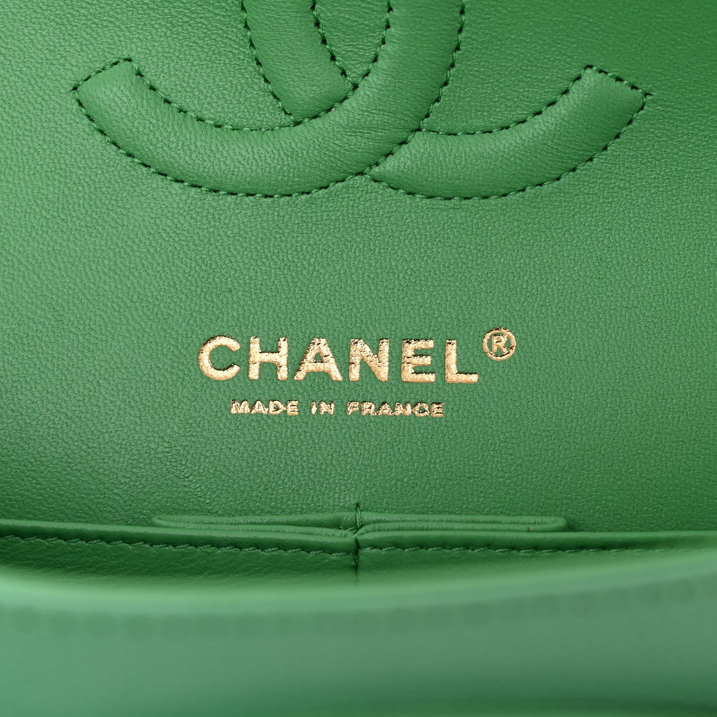 Caviar Quilted Medium Double Flap Green