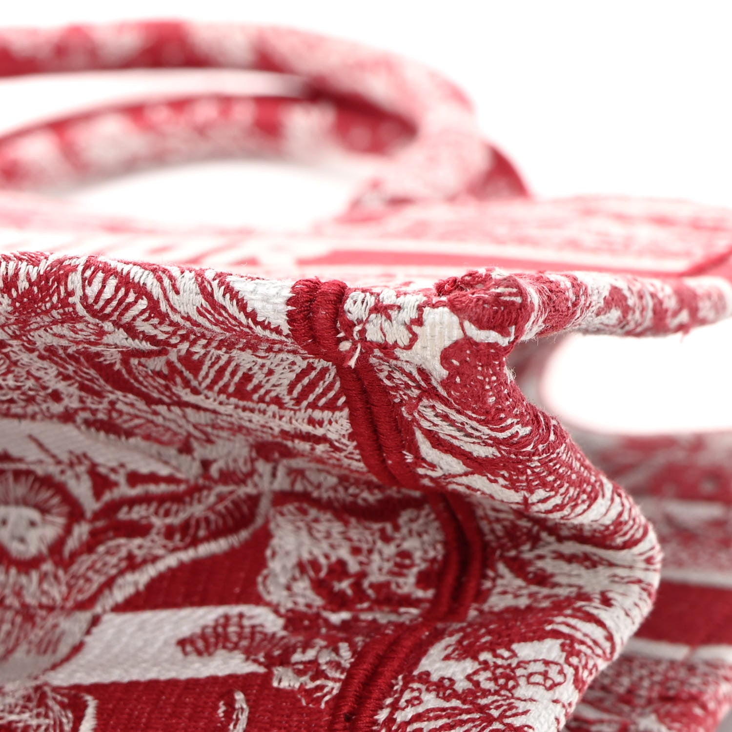 Christian Dior Canvas Embroidered Medium Dioriviera Toile De Jouy Book Tote Red White 11 of 14