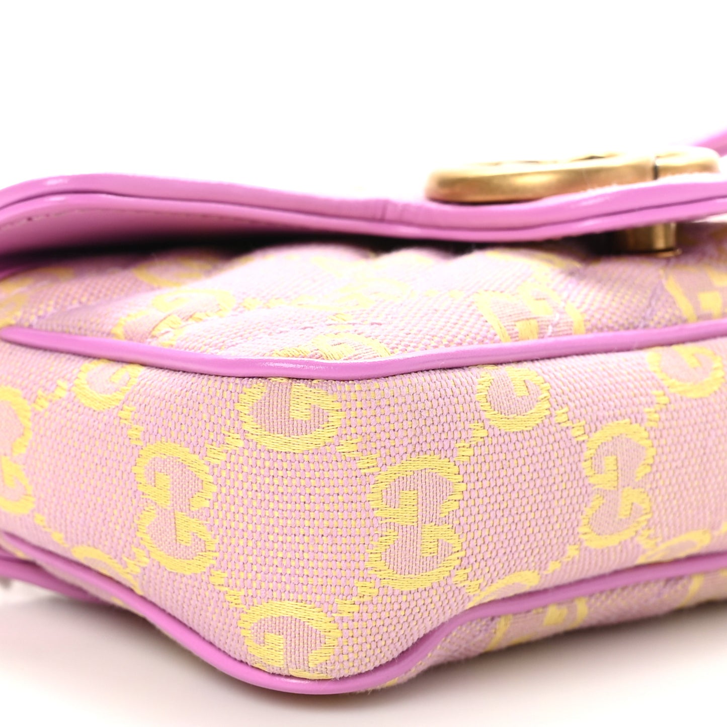 Monogram Super Mini GG Marmont Shoulder Bag Lilac Yellow