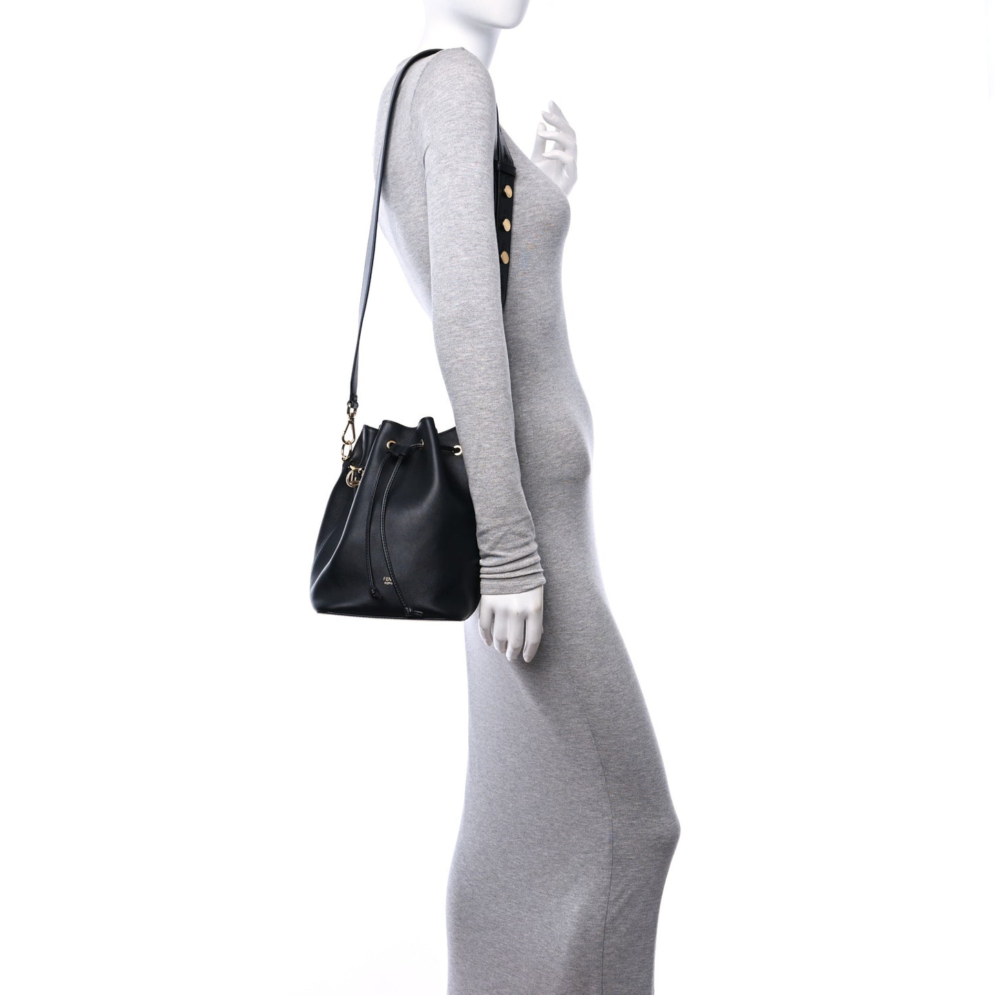 Vitello Grace Matte F is Fendi Grande Mon Tresor Bucket Bag Black