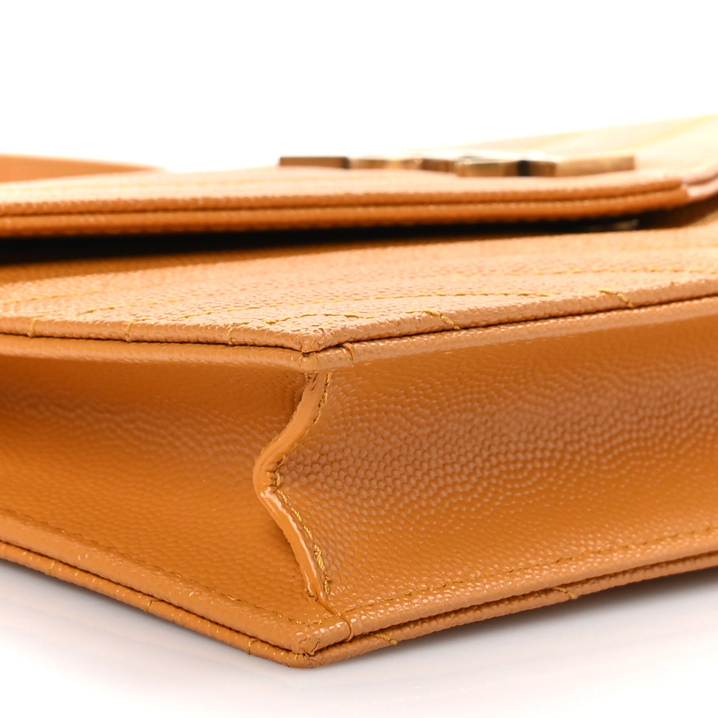 Grain De Poudre Matelasse Chevron Monogram Envelope Chain Wallet Senape Yellow