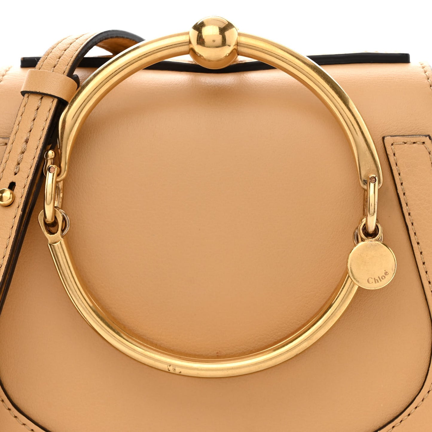 Calfskin Suede Small Nile Bracelet Bag Bleached Brown