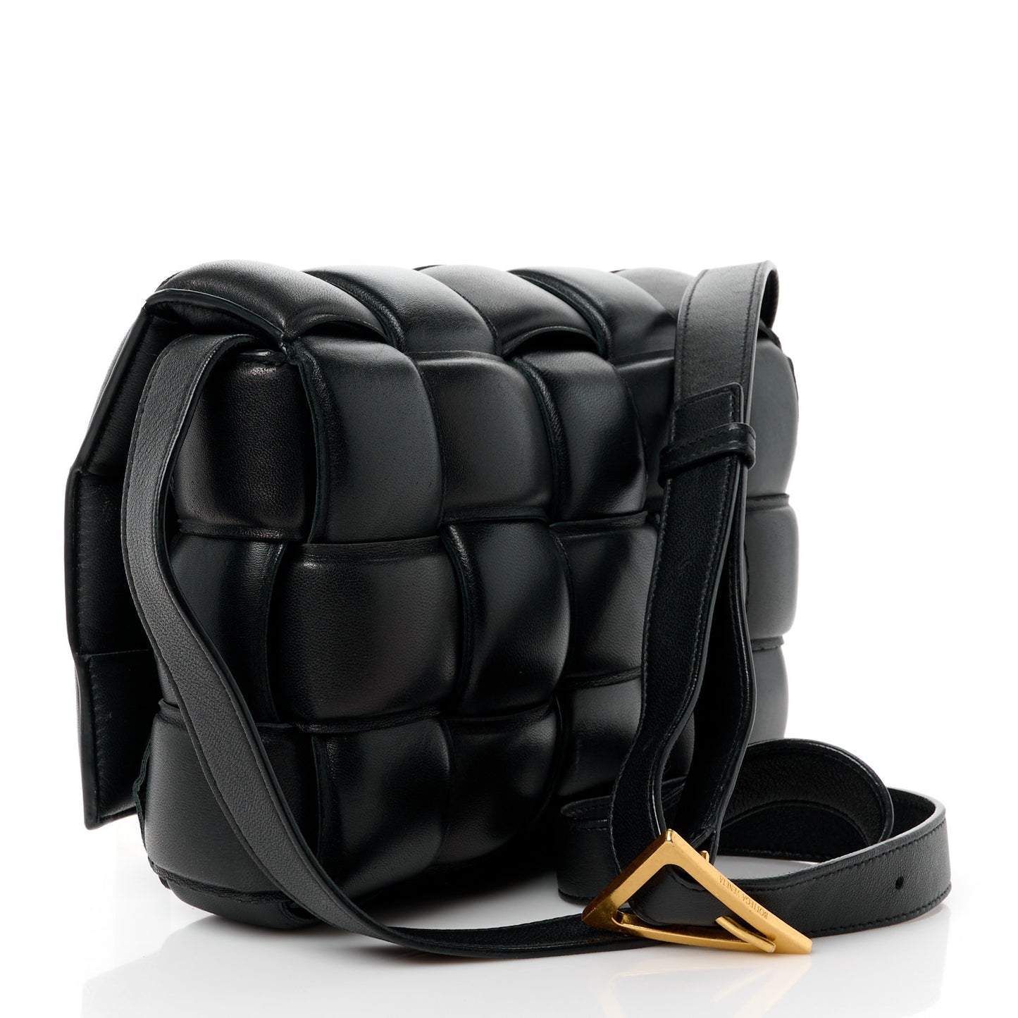Nappa Maxi Intreccio Padded Cassette Crossbody Bag Black