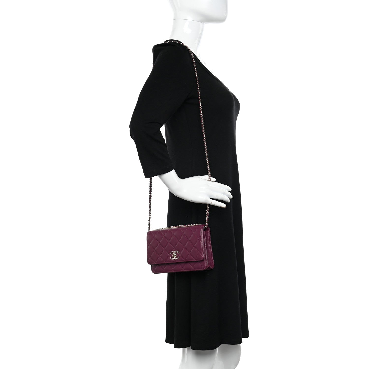 Chanel Lambskin Quilted Trendy Chain CC Wallet On Chain WOC Purple 2 of 13