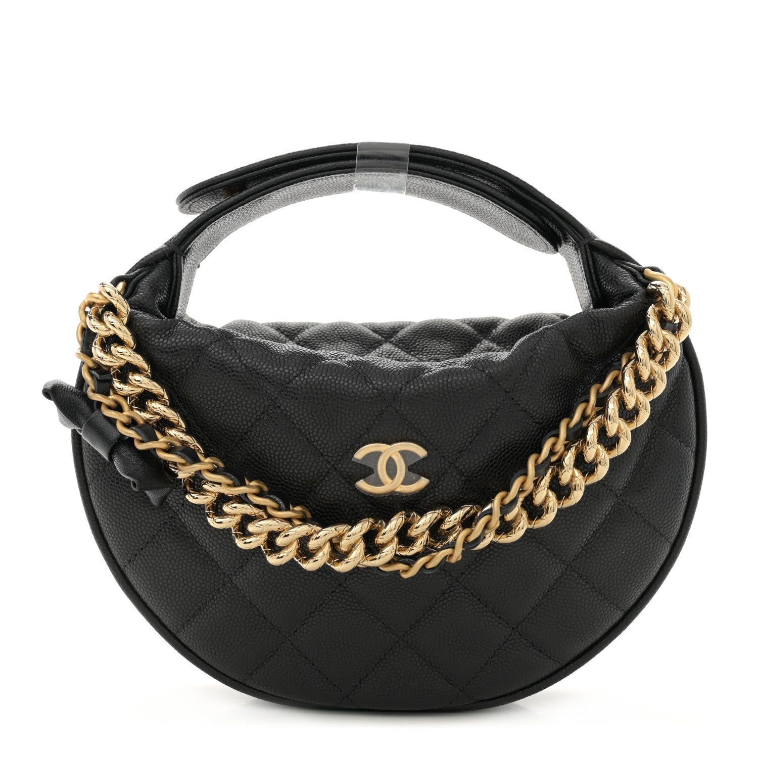 Chanel Shiny Caviar Quilted Bow Pouch Hobo Black 1 of 11