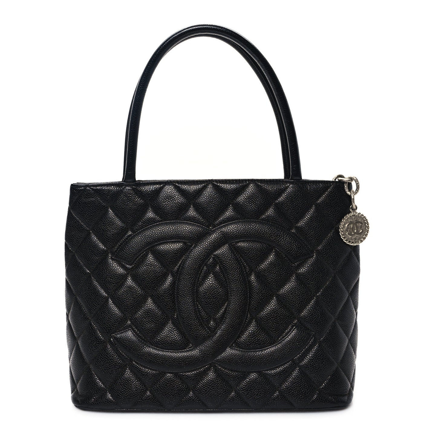 Caviar Quilted Medallion Tote Black
