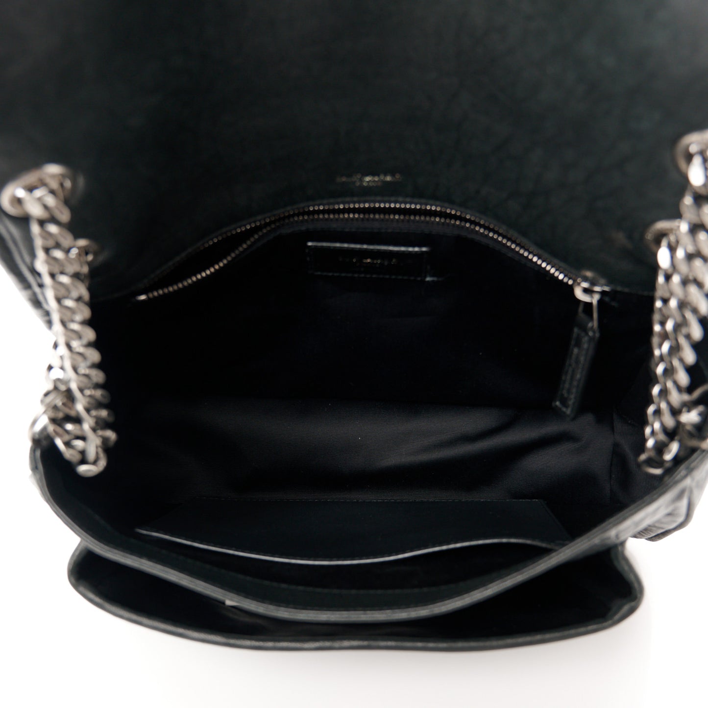 Grained Lambskin Monogram Medium Niki Chain Satchel Black