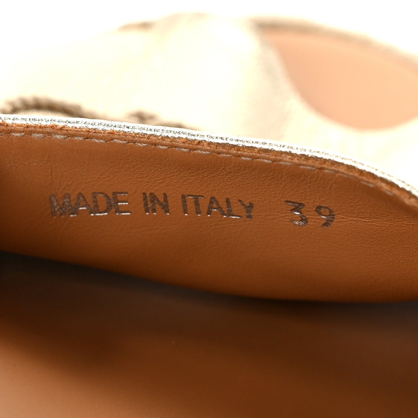 Metallic Nappa Logo Cap Toe Platform Espadrilles 39 Pirite