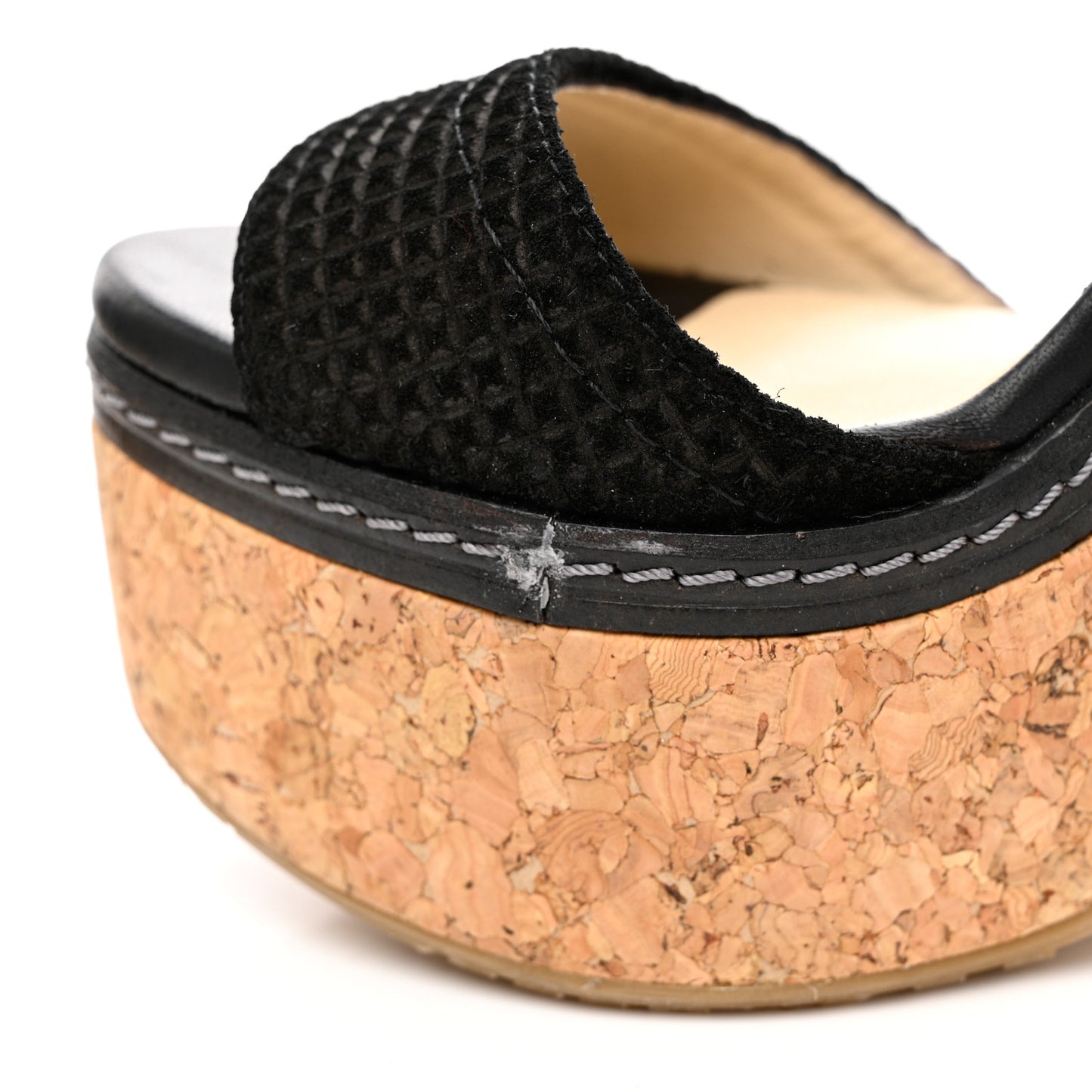 Cubed Coarse Suede Cork Naylor 135 Wedge Sandals 38 Black